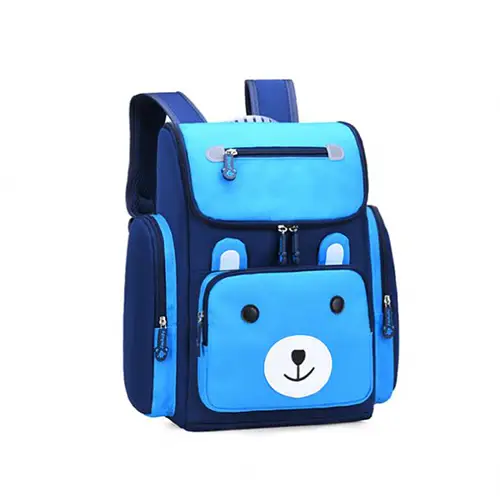  Cute Blue Kids' Backpack with Animal Print and Reflective Safety Straps